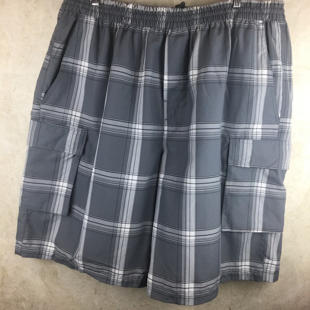 YAGO Gray White Plaid  Cargo Shorts  Men's Size 5XL